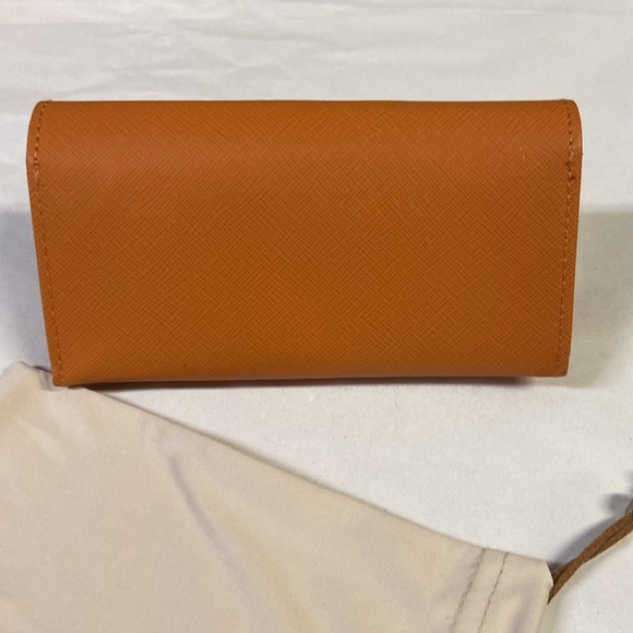 TORY BURCH Leather Sunglasses Hard Case & Canvas Pouch Orange - Picture 4 of 5